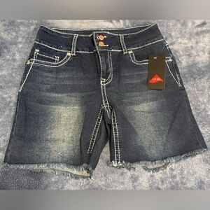 YMI Women's Dark Blue Denim Bermuda Shorts